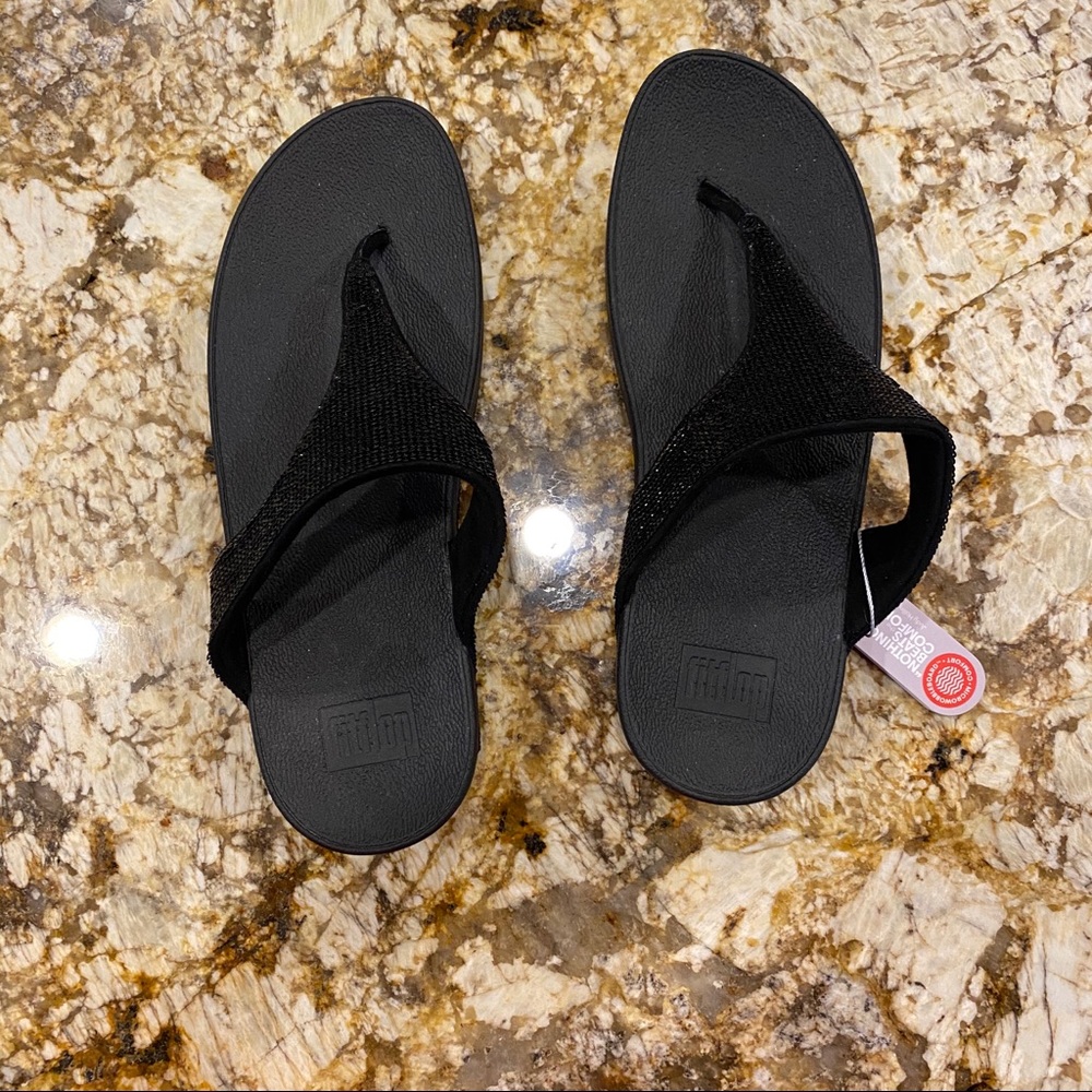 black sparkly sandals/flip flops